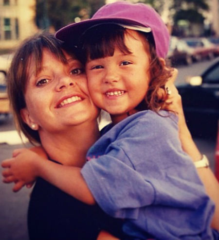 Britt Baron with her mother in childhood