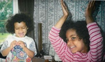 Georgina Campbell with sister- childhood