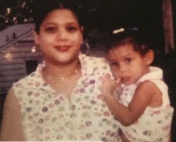 Sierra Capri with her mother in childhood