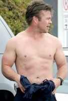 Topless Luke Hemsworth showing off his ripped body