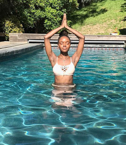 Ashleigh Murray in the swimming pool