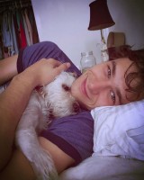 Brandon Flynn with his dog