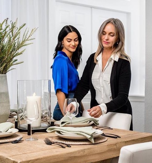 Camila Mendes and mother Gisele Carraro in a Pottery Barn commercial