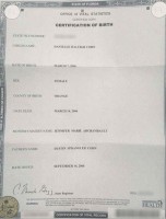 Danielle Cohn birth certificate