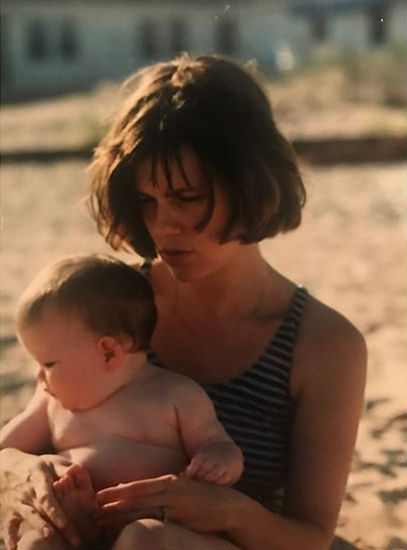 Emma Greenwell as a baby with her mother Caroline