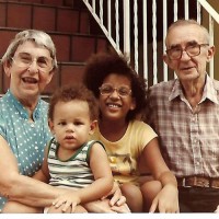 Eric Andre & sister Amy with grandparents