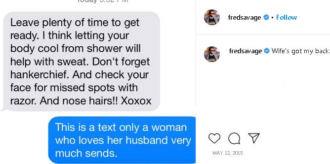 Fred Savage's Instagram post showing his wife