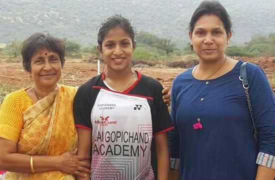 Gayatri Gopichand with grandmother Subbaravamma Pullela & mother P V V Lakshmi