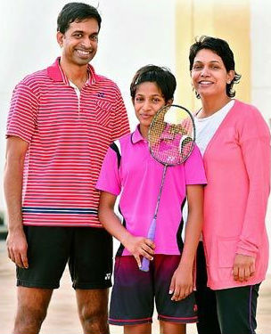 Gayatri Pullela Gopichand with her parents: Pullela Gopichand(Father) & P V V Lakshmi(Mother)