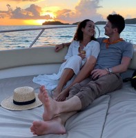 Grant Gustin with wife Andrea Thoma