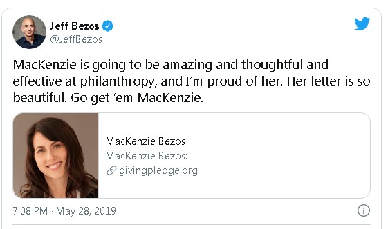 Jeff Bezos on MacKenzie's pledge