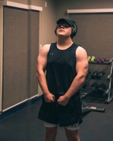 Jeremy Ray Taylor building muscles at the gym