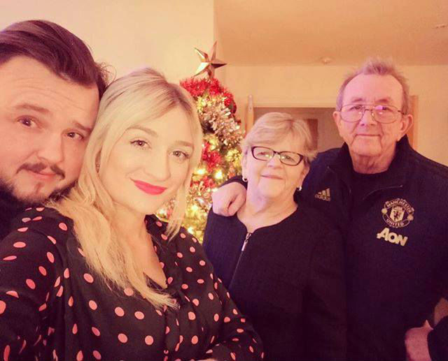 John Bradley with parents & Girlfriend [New Year 2019]