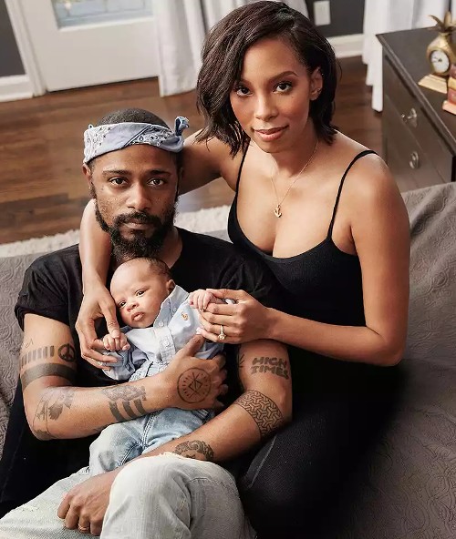 Lakeith Stanfield with wife Kasmere Trice and the child