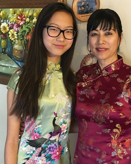 Madison Hu with her mother