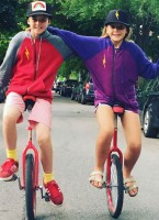 Maxwell Jenkins & sister Samantha Jenkins on unicycle