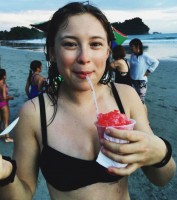 Mina Sundwall on the beach