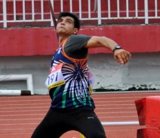 Neeraj Chopra throwing javelin