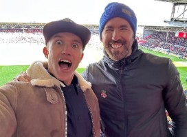 Rob McElhenney with Ryan Reynolds, the co-owner of Wrexham Football Club